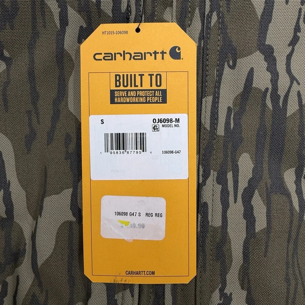 Carhartt Jacket Mens Small BottomLand Camo Rugged Flex‎ Duck Insulated Loose Fit